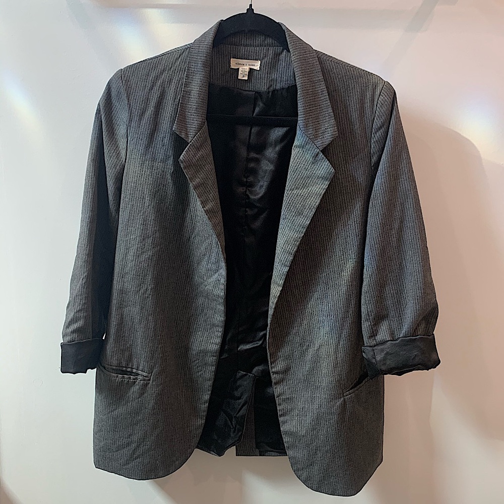 UO Silence & Noise Black Striped Boyfriend Blazer
